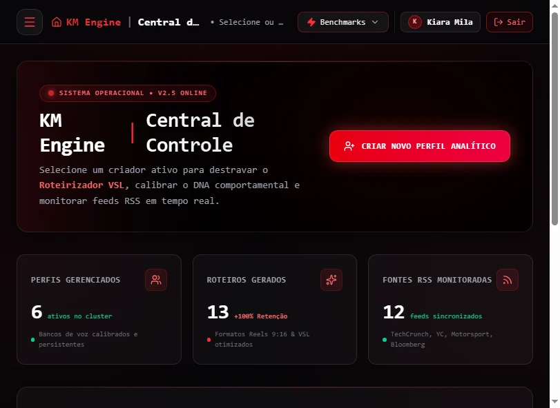 KM Engine: central de controle